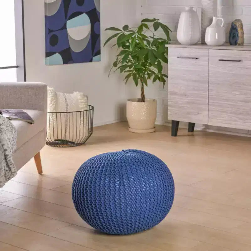 TUYOHW 20 Pouf rond moderne avec design tricoté Petit pouf coussin de sol Repose-pieds pour salon, chambre, entrée