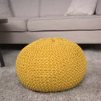 TUYOHW 20 Modern Round Ottoman Pouf with Knitted Design Small Ottoman Floor Cushion Foot Stool for Living Room, Bedroom, Entryway