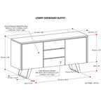 Buffet moderne industriel rectangulaire Mitchell de 152,4 x 43,18 cm en placage de noyer