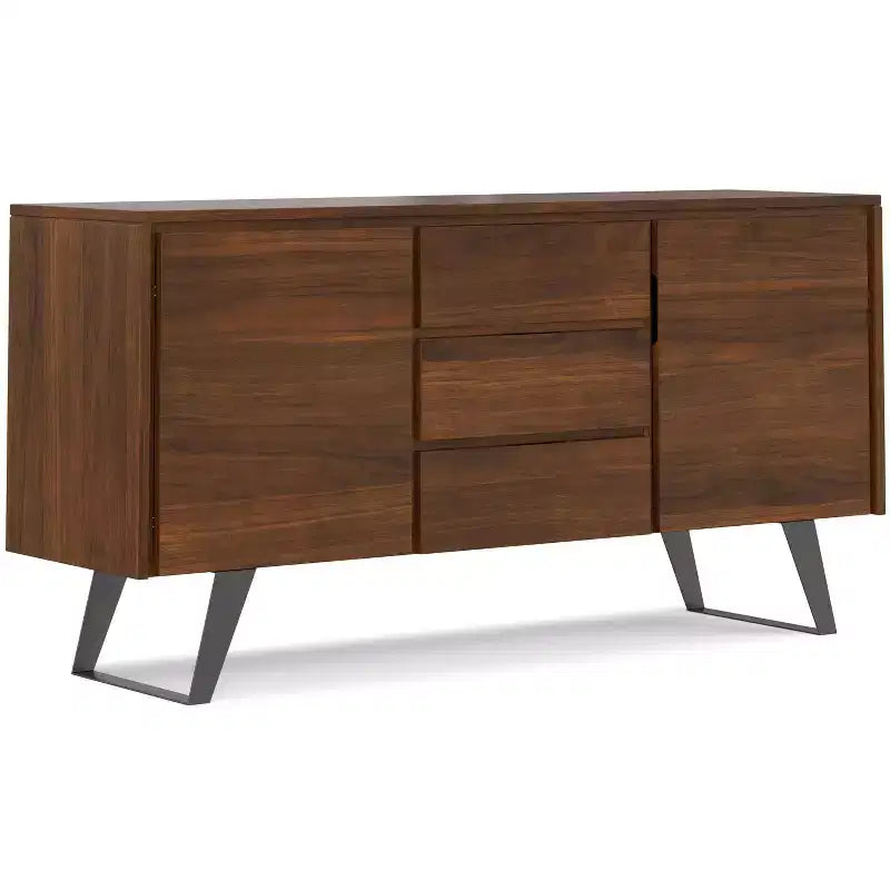 Mitchell 60 inch x 17 inch Rectangle Modern Industrial Sideboard Buffet in Walnut Veneer