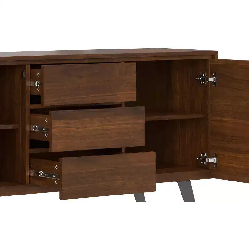 Buffet moderne industriel rectangulaire Mitchell de 152,4 x 43,18 cm en placage de noyer