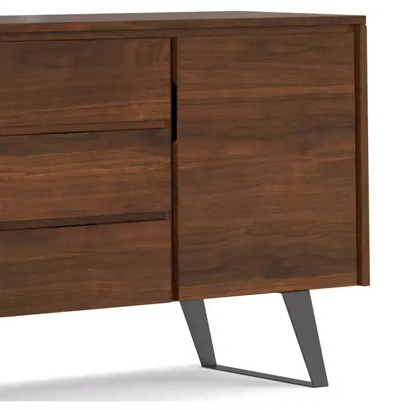 Buffet moderne industriel rectangulaire Mitchell de 152,4 x 43,18 cm en placage de noyer