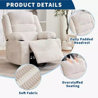 Fauteuil inclinable pivotant à 360° pour adultes, canapé-planeur manuel à bascule avec 3 positions, 2 porte-gobelets, 4 poches pour salon, chambre à coucher