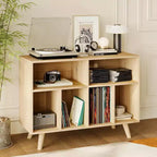 Meuble de rangement pour platine vinyle, grand format, en bois, avec prise de courant, étagère pour platine vinyle pouvant contenir 350 albums, pour salon