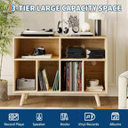 Meuble de rangement pour platine vinyle, grand format, en bois, avec prise de courant, étagère pour platine vinyle pouvant contenir 350 albums, pour salon