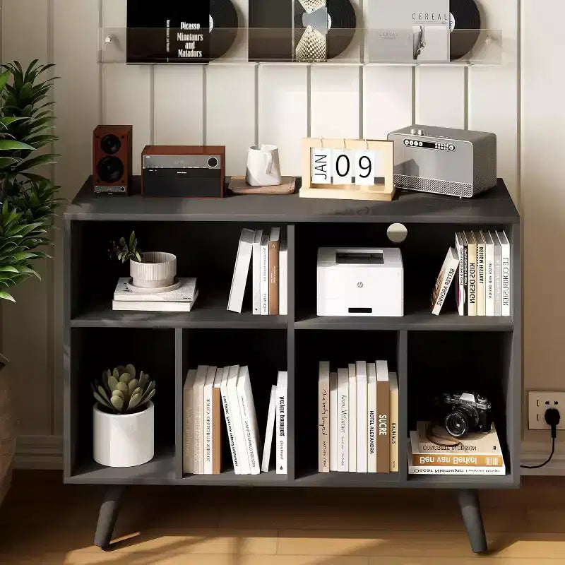Meuble de rangement pour platine vinyle, grand format, en bois, avec prise de courant, étagère pour platine vinyle pouvant contenir 350 albums, pour salon