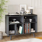 Meuble de rangement pour platine vinyle, grand format, en bois, avec prise de courant, étagère pour platine vinyle pouvant contenir 350 albums, pour salon