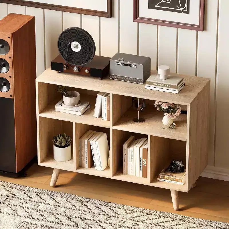 Meuble de rangement pour platine vinyle, grand format, en bois, avec prise de courant, étagère pour platine vinyle pouvant contenir 350 albums, pour salon