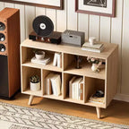 Meuble de rangement pour platine vinyle, grand format, en bois, avec prise de courant, étagère pour platine vinyle pouvant contenir 350 albums, pour salon