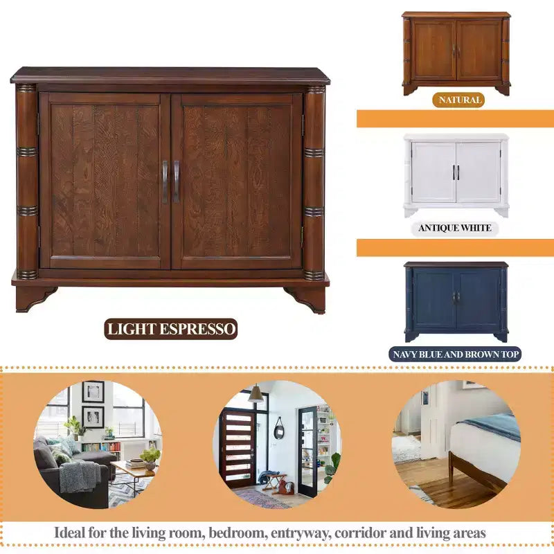 Meuble console avec rangement, meuble de rangement en bois pour canapé avec étagère de rangement réglable, table d'entrée rétro pour couloir.