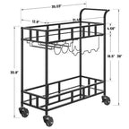 Chariot de bar à roulettes à 2 niveaux, petit chariot à alcool avec étagères en miroir, porte-bouteilles et porte-verres, compact pour les fêtes dans le salon, argenté