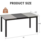 Table à manger rectangulaire pour 2, 4 ou 6 personnes, table de cuisine et de salle à manger moderne de style ferme de 160 cm avec pieds en métal robustes pour cuisine et salon