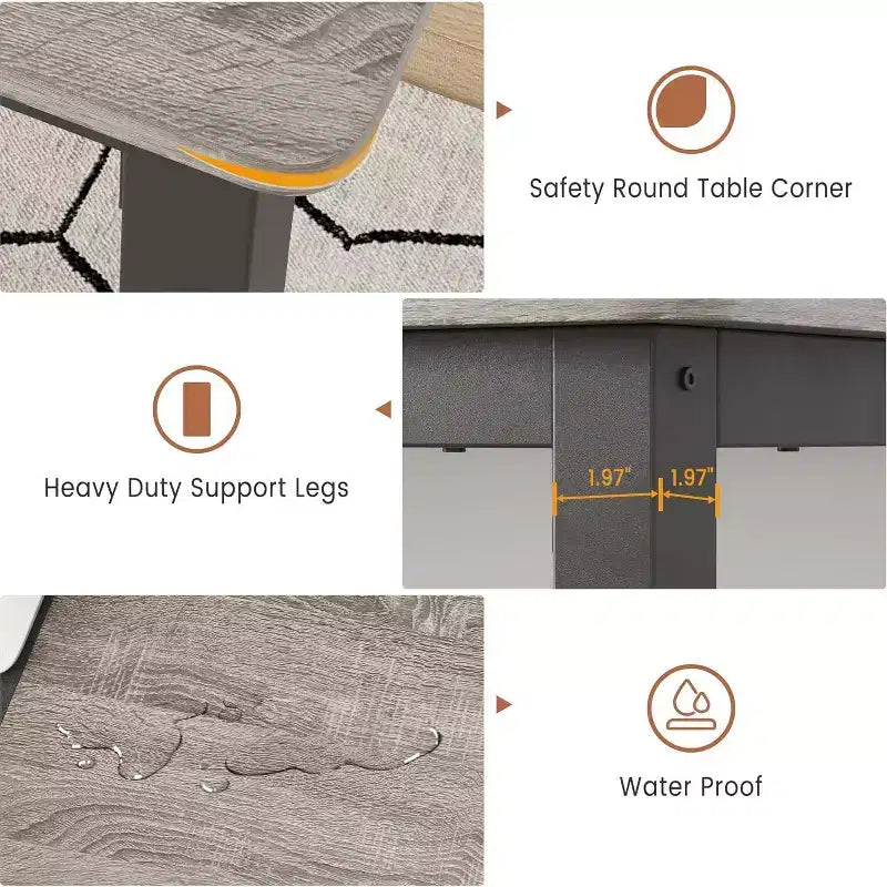 Table à manger rectangulaire pour 2, 4 ou 6 personnes, table de cuisine et de salle à manger moderne de style ferme de 160 cm avec pieds en métal robustes pour cuisine et salon
