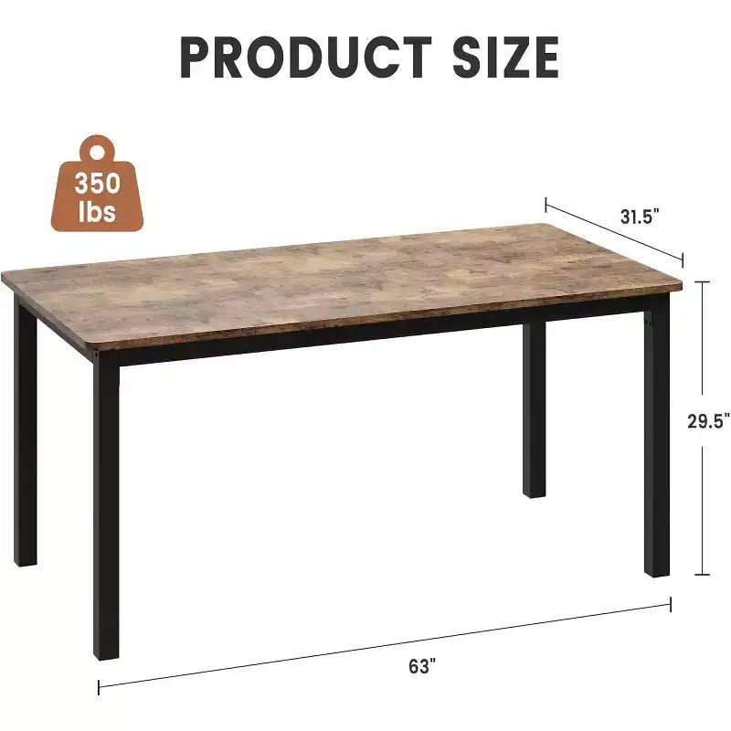 Table à manger rectangulaire pour 2, 4 ou 6 personnes, table de cuisine et de salle à manger moderne de style ferme de 160 cm avec pieds en métal robustes pour cuisine et salon