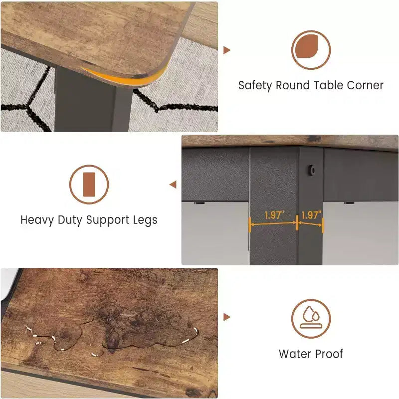 Table à manger rectangulaire pour 2, 4 ou 6 personnes, table de cuisine et de salle à manger moderne de style ferme de 160 cm avec pieds en métal robustes pour cuisine et salon
