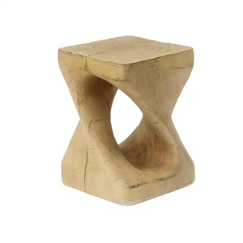 Table d'appoint spirale moderne avec centre creux, table basse en oxyde de magnésium texturée effet bois pour salon ou chambre à coucher