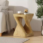 Table d'appoint spirale moderne avec centre creux, table basse en oxyde de magnésium texturée effet bois pour salon ou chambre à coucher