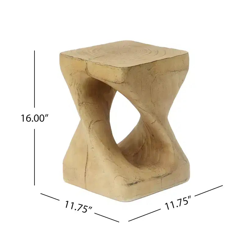 Table d'appoint spirale moderne avec centre creux, table basse en oxyde de magnésium texturée effet bois pour salon ou chambre à coucher