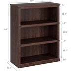 Bibliothèque de ferme à 3 niveaux avec rangement, étagère basse en bois à 3 niveaux pour le bureau, le salon, la chambre