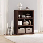 Bibliothèque de ferme à 3 niveaux avec rangement, étagère basse en bois à 3 niveaux pour le bureau, le salon, la chambre