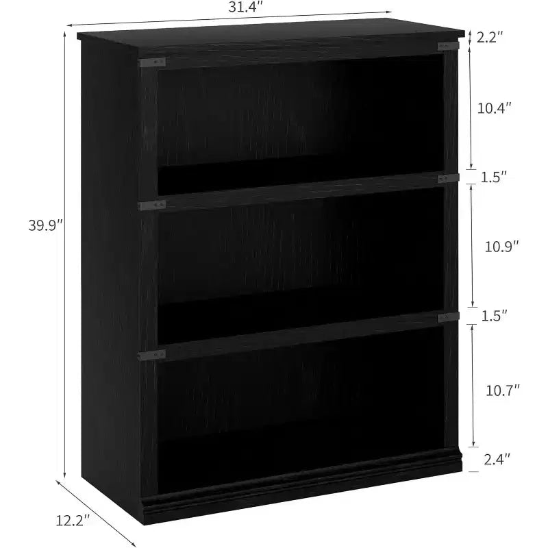 Bibliothèque de ferme à 3 niveaux avec rangement, étagère basse en bois à 3 niveaux pour le bureau, le salon, la chambre