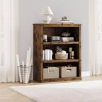 Bibliothèque de ferme à 3 niveaux avec rangement, étagère basse en bois à 3 niveaux pour le bureau, le salon, la chambre