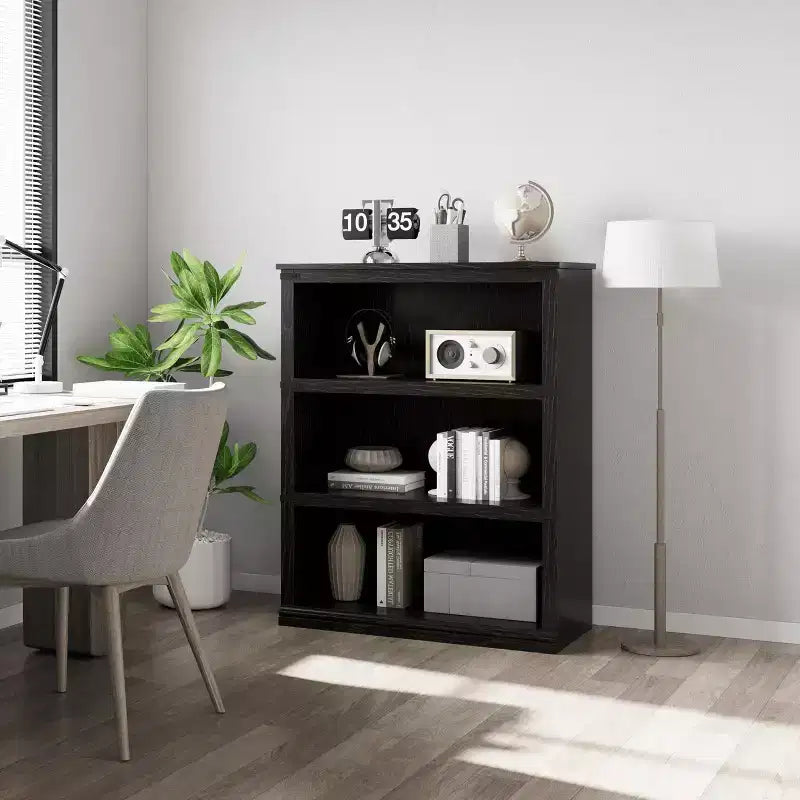 Bibliothèque de ferme à 3 niveaux avec rangement, étagère basse en bois à 3 niveaux pour le bureau, le salon, la chambre