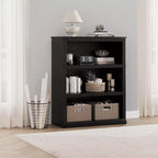 Bibliothèque de ferme à 3 niveaux avec rangement, étagère basse en bois à 3 niveaux pour le bureau, le salon, la chambre
