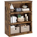 Bibliothèque de ferme à 3 niveaux avec rangement, étagère basse en bois à 3 niveaux pour le bureau, le salon, la chambre