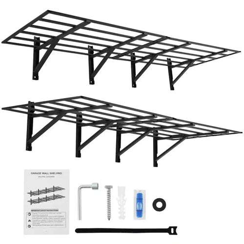 2-Pack 2x6ft Garage Shelving, Wall Shelf Garage Storage Rack Floating Shelves, Loads 1600 Lbs, Sturdy Shelf for Wall Storage