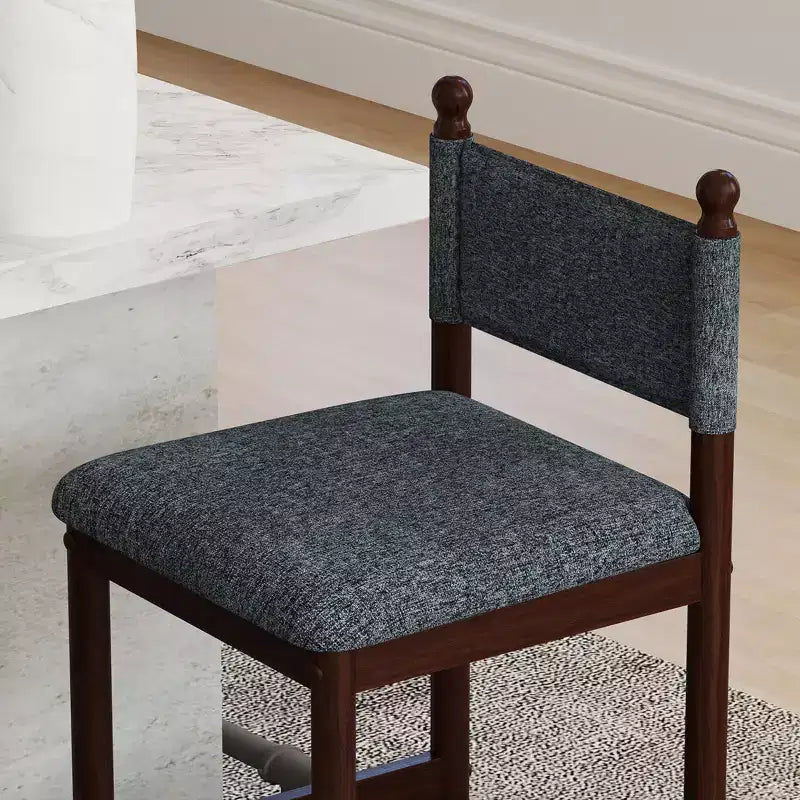 Tabourets de bar rembourrés Bestier avec dossier en tissu, cadre en bois et pieds robustes, lot de 2