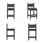 Tabourets de bar rembourrés Bestier avec dossier en tissu, cadre en bois et pieds robustes, lot de 2