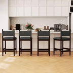 Tabourets de bar rembourrés Bestier avec dossier en tissu, cadre en bois et pieds robustes, lot de 2