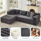 Canapé sectionnel en L de 269 cm, canapé modulaire moderne avec méridienne, meuble rembourré à assise profonde pour salon