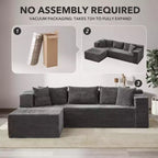 Canapé sectionnel en L de 269 cm, canapé modulaire moderne avec méridienne, meuble rembourré à assise profonde pour salon