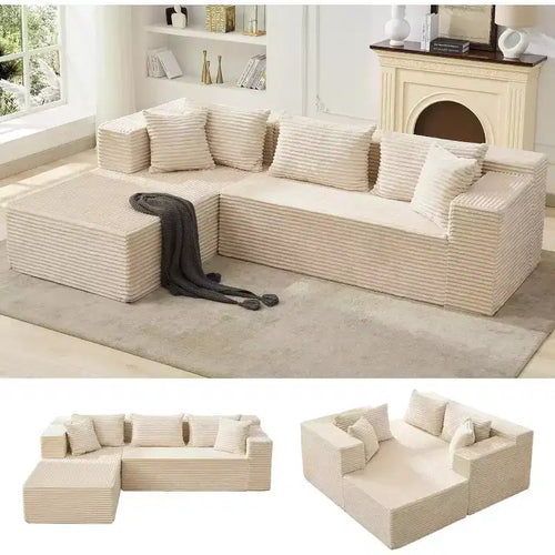 106-Inch L-Shaped Sectional Couch, Modern Modular Sofa with Chaise, Deep Seat Upholstered Furniture for Living Room