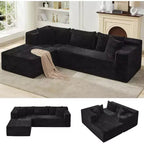 Canapé sectionnel en L de 269 cm, canapé modulaire moderne avec méridienne, meuble rembourré à assise profonde pour salon