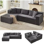 Canapé sectionnel en L de 269 cm, canapé modulaire moderne avec méridienne, meuble rembourré à assise profonde pour salon