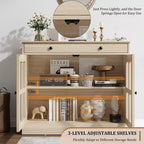 Buffet moderne de 35,4 po avec portes en verre, rangement et tiroirs - Solution de rangement polyvalente pour salle à manger et cuisine
