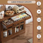 Buffet moderne de 35,4 po avec portes en verre, rangement et tiroirs - Solution de rangement polyvalente pour salle à manger et cuisine