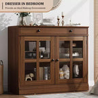 Buffet moderne de 35,4 po avec portes en verre, rangement et tiroirs - Solution de rangement polyvalente pour salle à manger et cuisine
