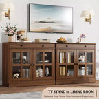 Buffet moderne de 35,4 po avec portes en verre, rangement et tiroirs - Solution de rangement polyvalente pour salle à manger et cuisine