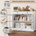 Buffet moderne de 35,4 po avec portes en verre, rangement et tiroirs - Solution de rangement polyvalente pour salle à manger et cuisine