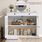 Buffet moderne de 35,4 po avec portes en verre, rangement et tiroirs - Solution de rangement polyvalente pour salle à manger et cuisine