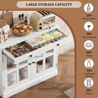 Buffet moderne de 35,4 po avec portes en verre, rangement et tiroirs - Solution de rangement polyvalente pour salle à manger et cuisine