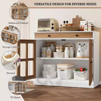 Buffet moderne de 35,4 po avec portes en verre, rangement et tiroirs - Solution de rangement polyvalente pour salle à manger et cuisine