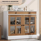 Buffet moderne de 35,4 po avec portes en verre, rangement et tiroirs - Solution de rangement polyvalente pour salle à manger et cuisine