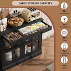 Buffet moderne de 35,4 po avec portes en verre, rangement et tiroirs - Solution de rangement polyvalente pour salle à manger et cuisine