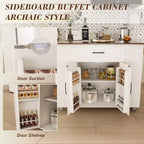 FAMYYT Îlot de cuisine 46 po en bois massif blanc avec prises électriques/ports USB, armoire poubelle, étagères de porte et tiroirs