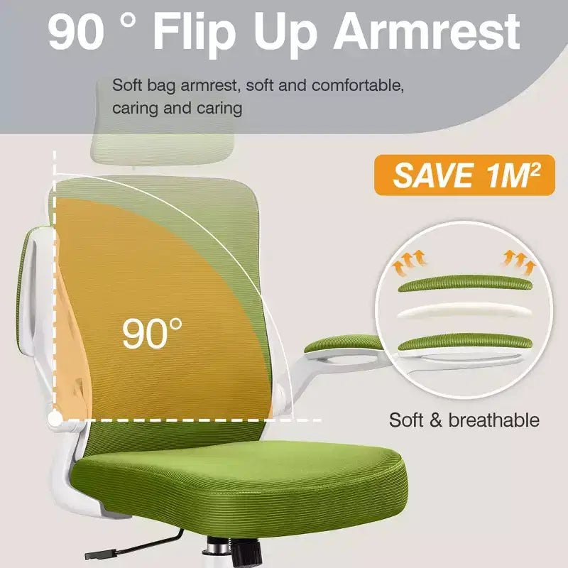 Chaise de bureau KERDOM avec appui-tête et support lombaire réglable, chaise de travail pivotante pour bureau à domicile avec dossier haut et accoudoirs, noir
